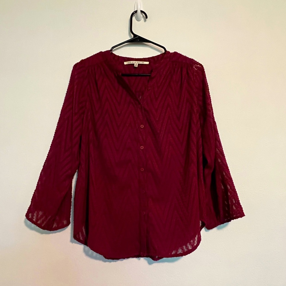 Burgundy long sleeve blouse